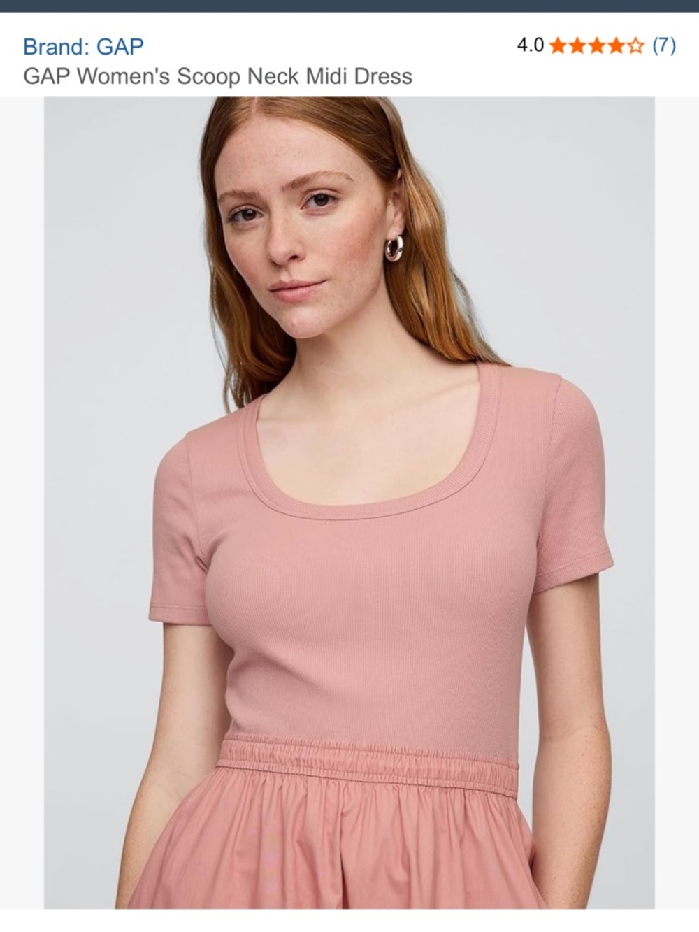 GAP Scoop Neck Midi Dress in Dusty Rose Size M , L NWT - Picture 3 of 6